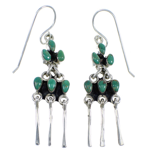 Southwestern Turquoise Silver Hook Dangle Earrings Jewelry RX56402